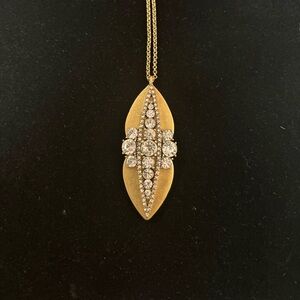 J. Crew Gold Crystal Pendant Necklace 16” w extension